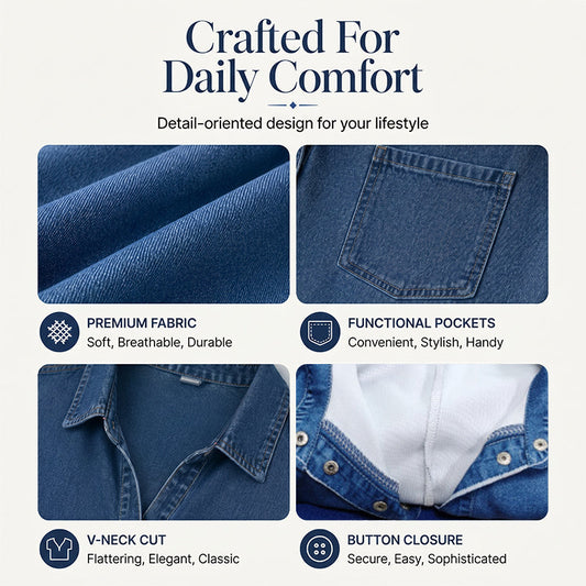 Everyday Pocket Denim Shirt Dress
